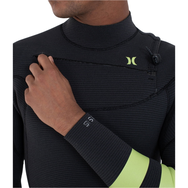 2026 Hurley Mens Plus 4/3mm Chest Zip Wetsuit MFS0012403 - Black / Lemon
